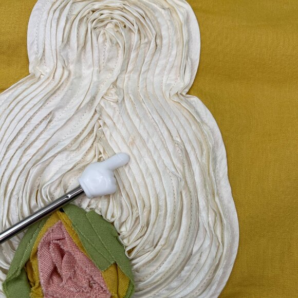 Pier 1 Yellow Easter Table Runner Rabbit Pink Flower 74”x 13” - Picture 4 of 7